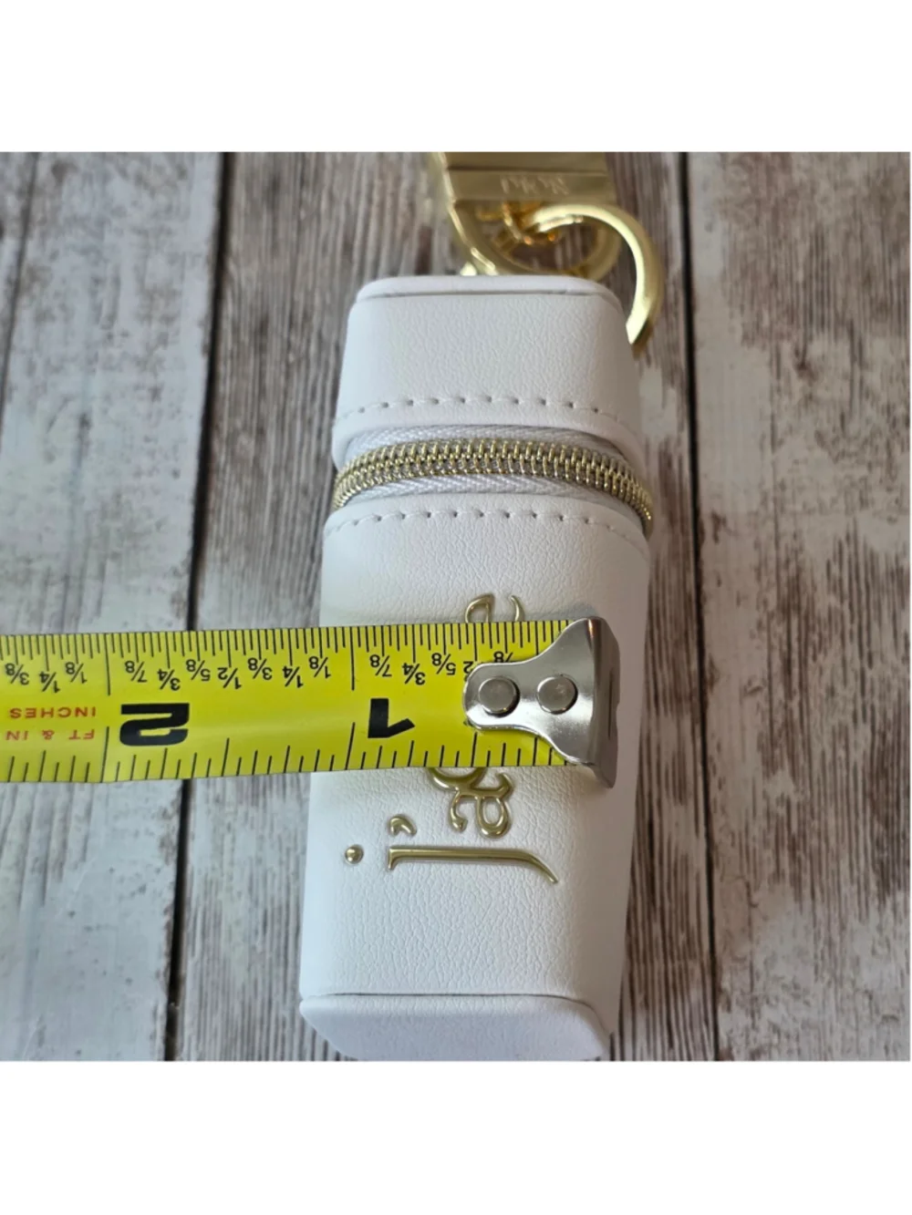 Women's Dior J'adore Cosmetic Case Keychain,, White and Gold